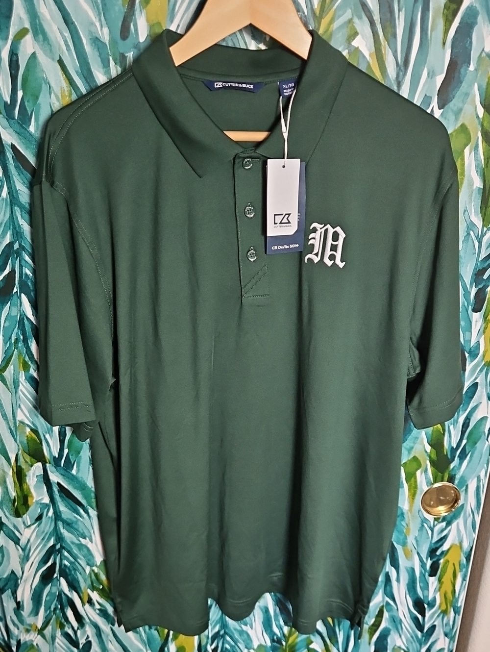 Cutter & Buck University Of Miami (The U) Logo Dark Green Polo NWT - Size XL